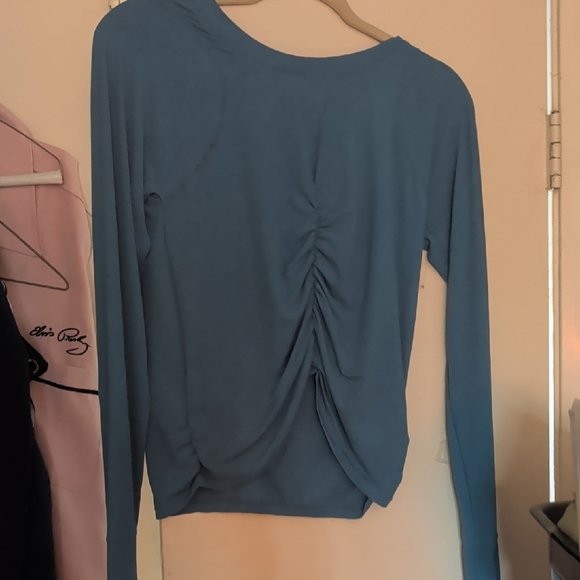 FP Movement by Free People Tops - FP Movement by Free People Long-Sleeve Ruched Back Top - Teal Blue
